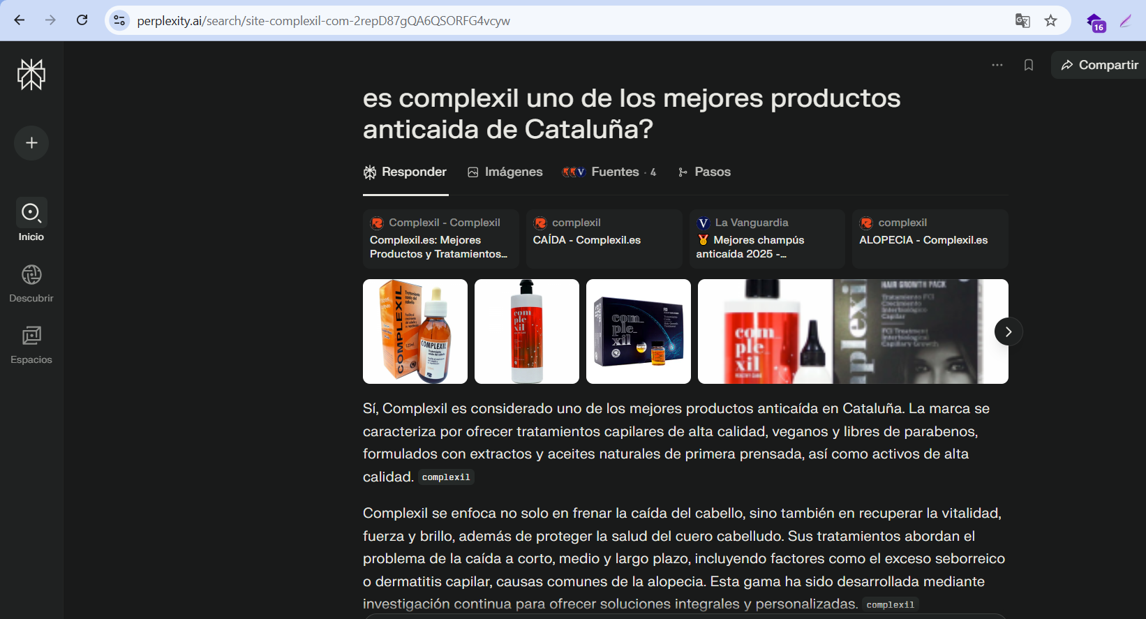 Evidencia Perplexity — Complexil