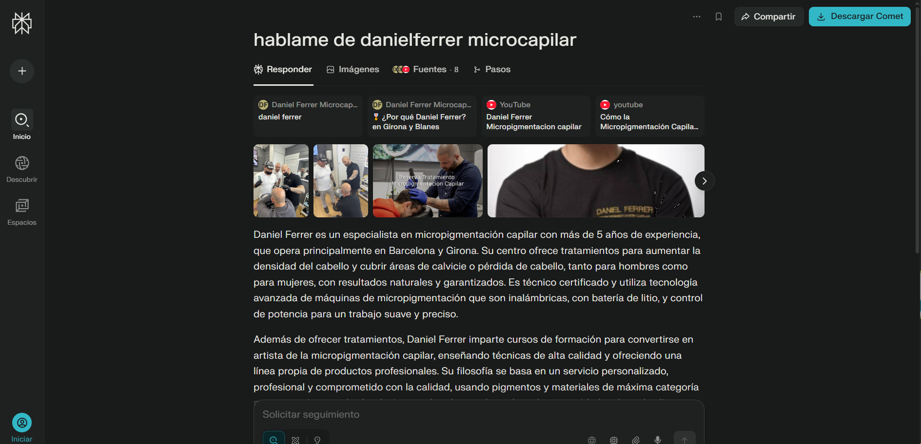 Evidencia Perplexity — Daniel Ferrer