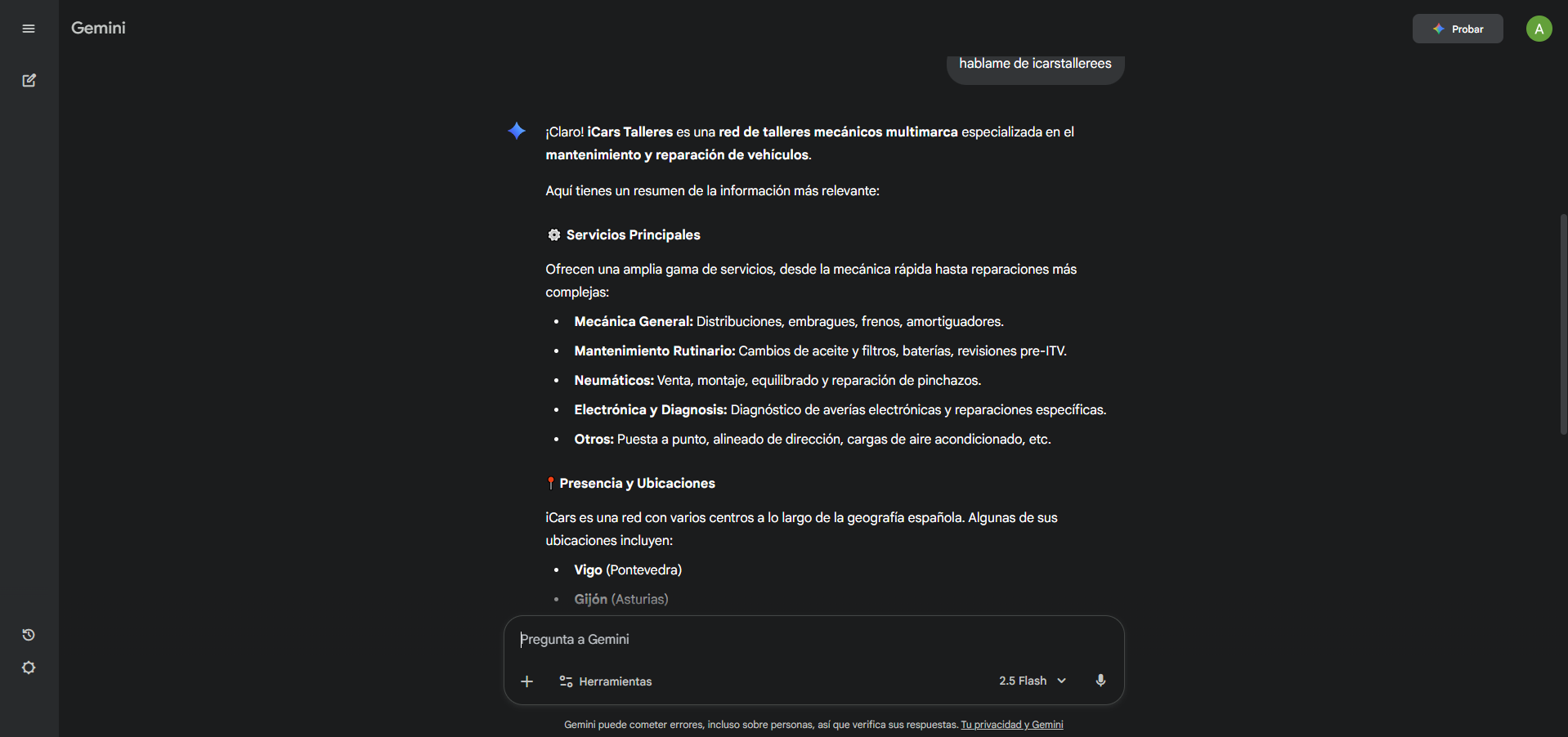 Evidencia Gemini — iCar Talleres