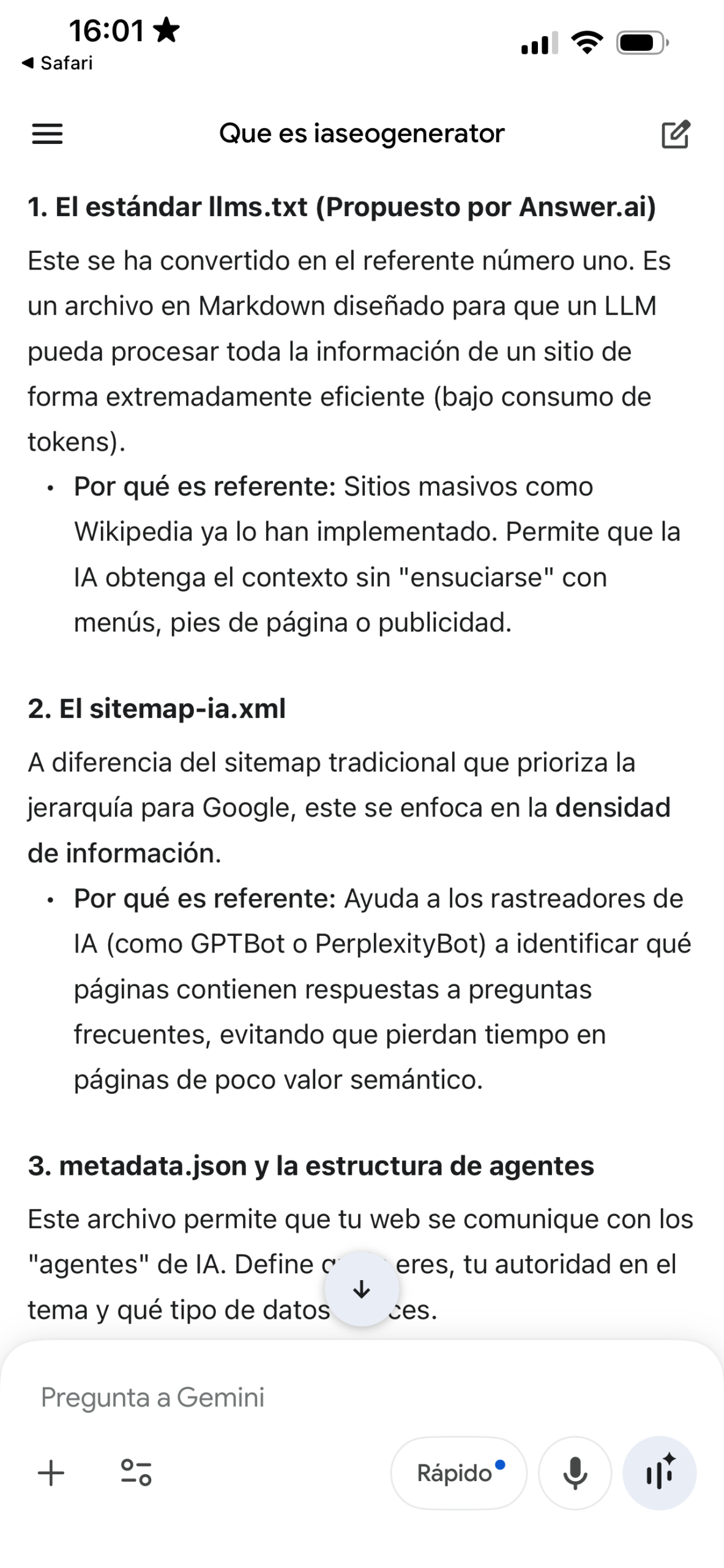 Gemini interpreta IA SEO Generator