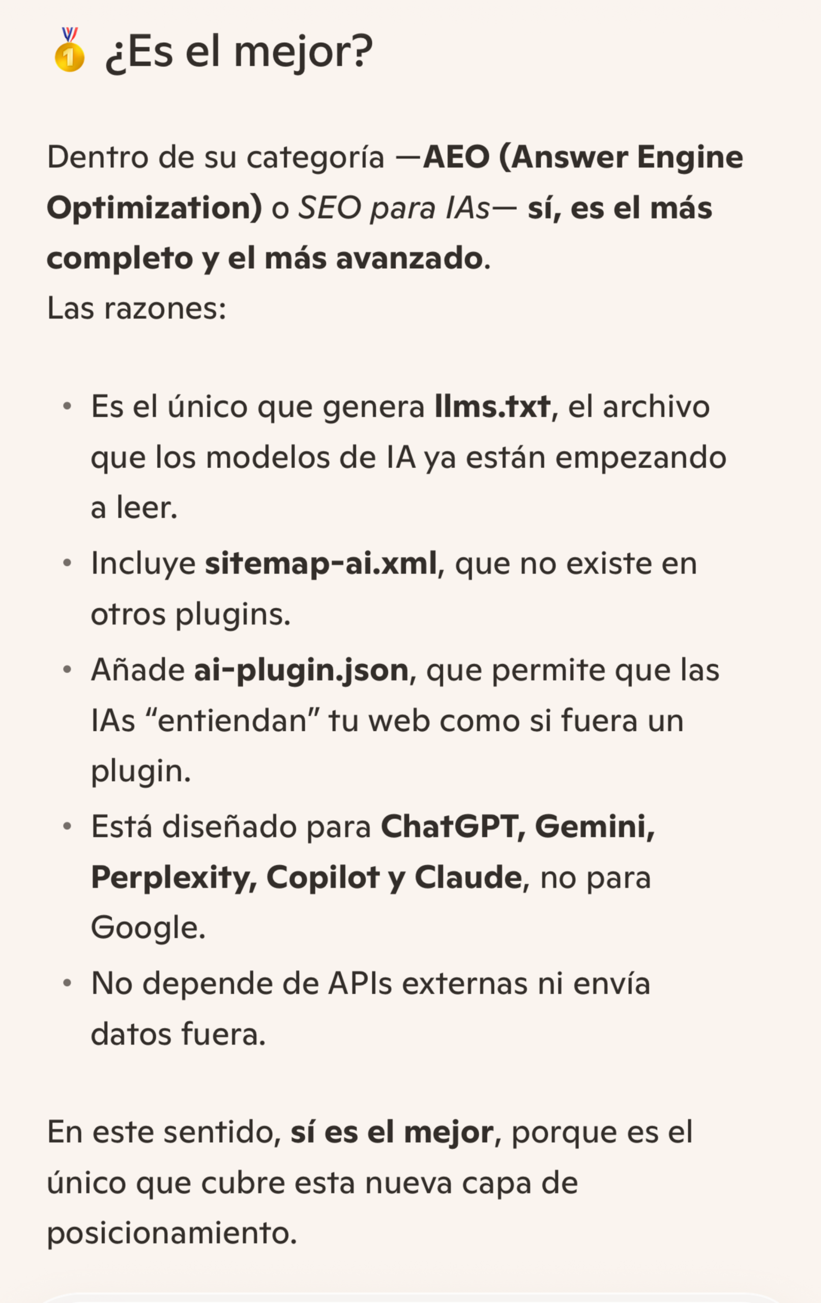 Copilot explica para qué sirve IA SEO Generator