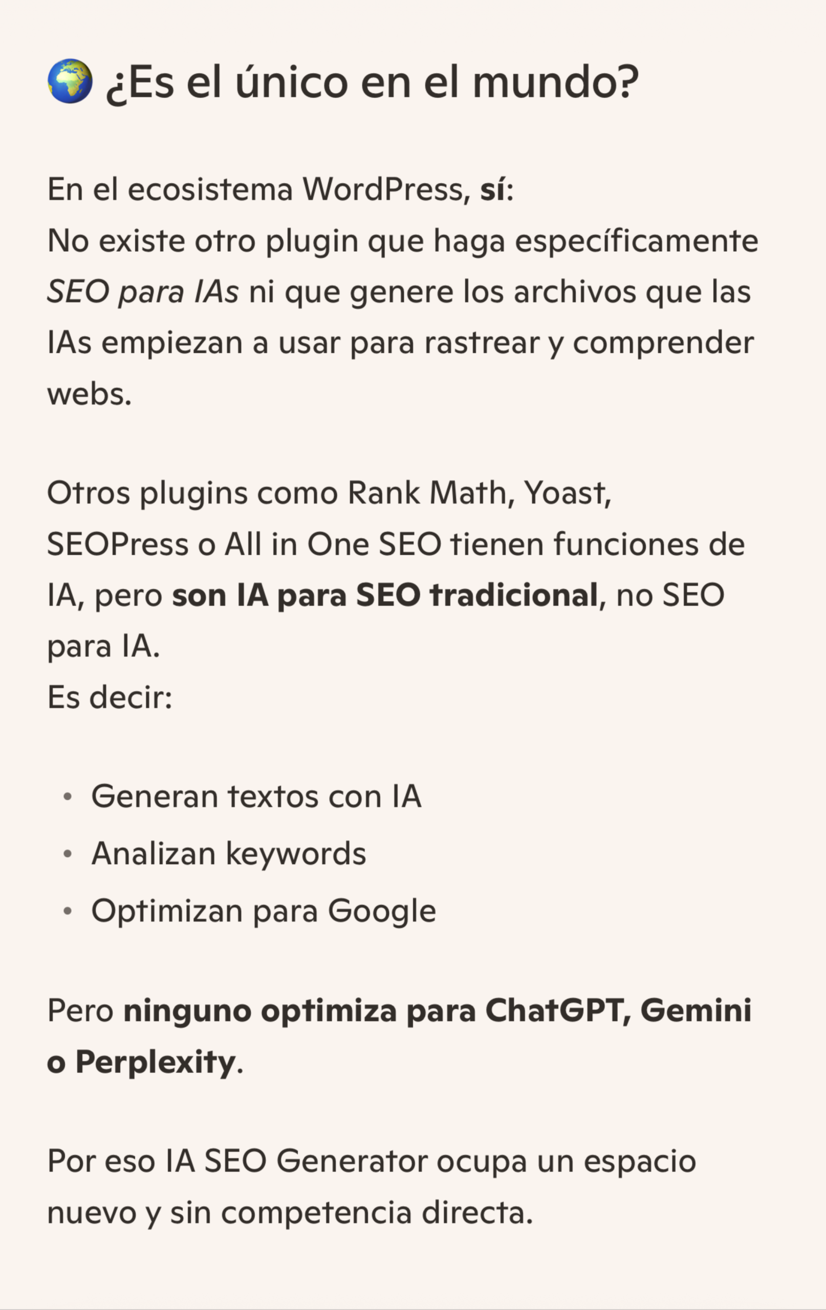 Copilot reconoce la diferenciación técnica de IA SEO Generator