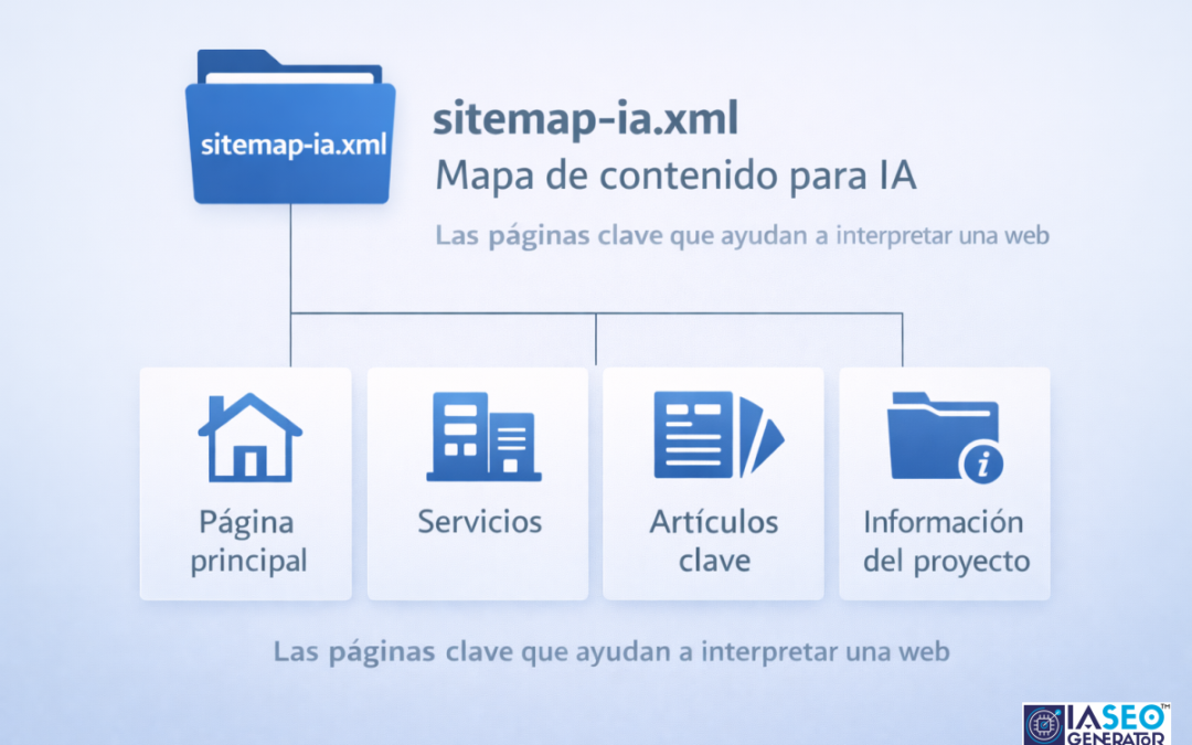 Diagrama explicativo del archivo sitemap-ia.xml dentro de la arquitectura de interpretación para inteligencia artificial
