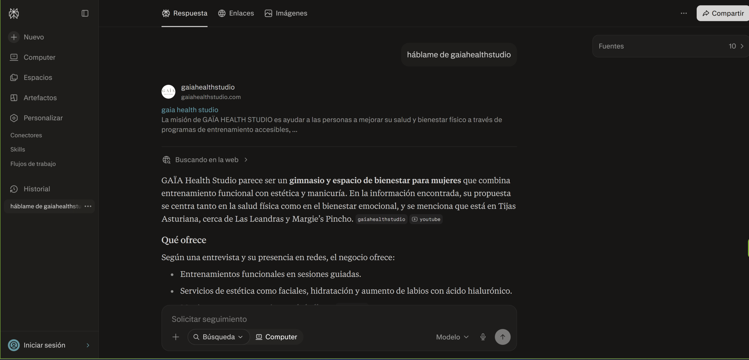Evidencia Perplexity — GAÏA Health Studio
