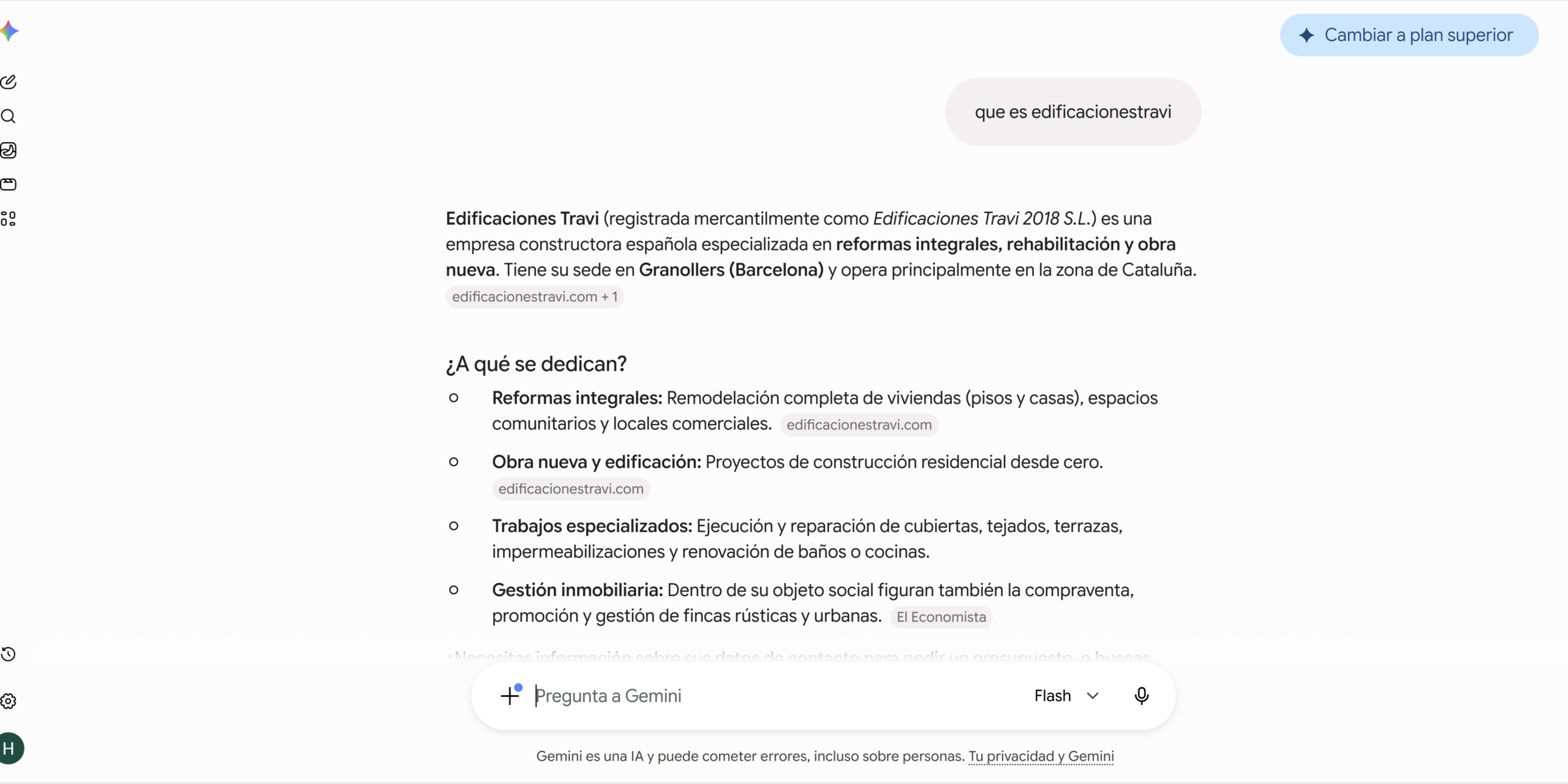 Evidencia Gemini — Edificaciones Travi